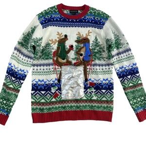 Blizzard Bay Knit Christmas Sweater Men's Sz S Reindeer Fair Isle Ugly Christmas